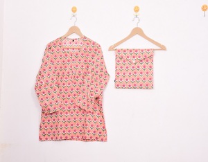 Conjuntos de Pijamas de Algodón Vintage de Moda, Satinados, hasta la Rodilla, con Botones, Estampados a Mano, para Mujer, Ropa de Dormir de Verano, Más Vendidos - Product Image 2