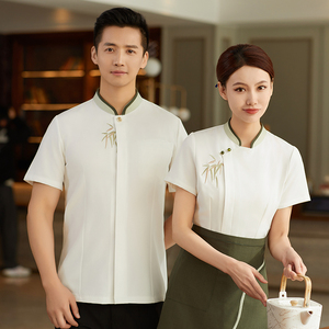 Custom Design Solid Color Turn-down Collar Short-sleeved Shirt Restaurant Uniforms Staff Work Polo Shirts - Product Image 5