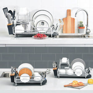 Piatto di Essiccazione Drainer Rack Dell'organizzatore Del Supporto Nero 2 Tiers <span class=keywords><strong>Da</strong></span> Cucina In Alluminio di Stoccaggio Supporti & Rack Organizzatore Strumento - Product Image 2
