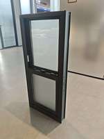 Ventana Plegable Moderna Negra de Vidrio Templado con Marco de Aleación de Aluminio, Aislamiento Térmico para Hogar/Bar