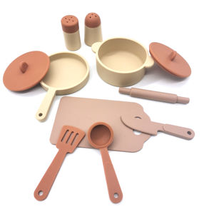 Nuovo piccolo <span class=keywords><strong>Chef</strong></span> gioca finte pentole da cucina Set da gioco giocattoli per l'apprendimento del bambino in Silicone Set di giocattoli da cucina - Product Image 1