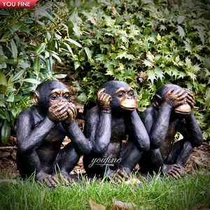 ブロンズ製三猿像セットベンチ、屋外公園庭園装飾用 - Product Image 5