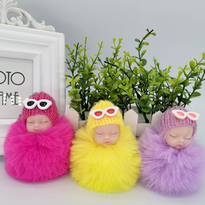 Sleeping <b>Doll</b> Fur Ball Hanging Accessory Cute Girl Backpack Deco Princess Plush Keychain Toy Wholesale - Product Image 4