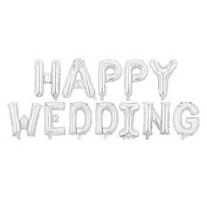 16" HAPPY/SWEET WEEDING Banner Foil Balloons for Wedding Decorations