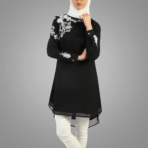 Tunica Moderna e Alla Moda per Donne Musulmane, Comoda e Ricamata, Abbigliamento Islamico Modesto, Blusa e Abito Tunica per Ragazze - Product Image 2