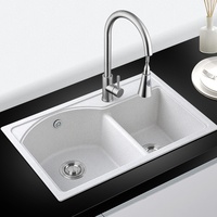 Nouvelle arrivée : Évier de cuisine et salle de bain en quartz, vasque simple avec robinet, design moderne, installation sous plan, surface polie brillante, couleur sésame