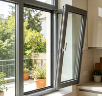 Fenêtre à battant et à bascule de style européen moderne avec cadre en aluminium fin, excellente isolation et design élégant