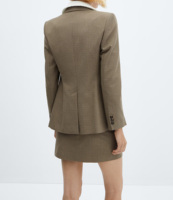 Blazer pour femme à simple boutonnage, motif pied-de-poule camel, revers pointus, veste de costume, tenue de bureau, vente en gros
