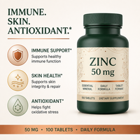 Comprimés de Picolinate de Zinc 50mg – Soutien Immunitaire, Santé de la Peau, Cheveux et Ongles – Complément pour Adultes – Marque Privée OEM – Vente en Gros