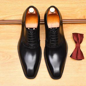 Eleganti scarpe Oxford formali <span class=keywords><strong>da</strong></span> <span class=keywords><strong>uomo</strong></span> in pelle pieno fiore con lacci Vintage in stile britannico antico con colla per Patina incollata - Product Image 3