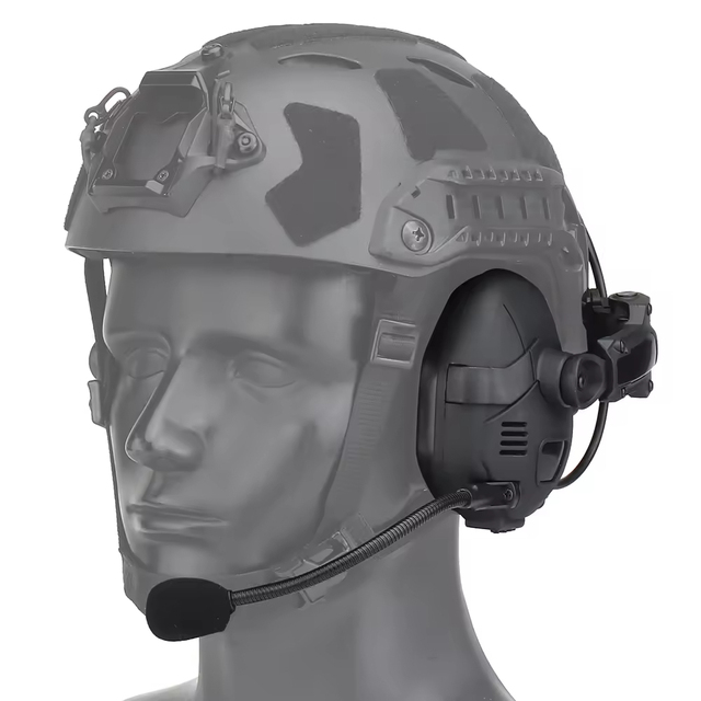 ABS+Nylon Outdoor Tactical Headset with Silicone Earmuff Helmet Version Noise Reduction Communication Earphone