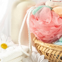 GLOWAY anak-anak produk mandi hadiah bahan aman Mesh Loofah Pouf bola mandi bentuk bunga anak-anak mandi spons