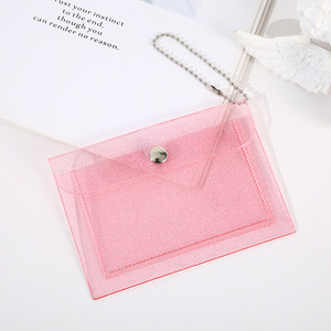 Women's Ins Girl Style Waterproof Transparent PVC Glitter UV Coating Card <b>Case</b> Foldable Neck Wallet <b>Coin</b> Purse Screen Printing - Product Image 1