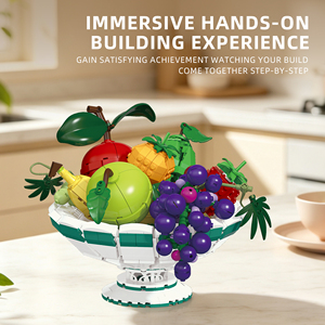 Juego de Bloques de Construcción de Bandeja de Frutas, Modelo de Manzana Simulada Realista, Decoración de Escritorio para el Hogar, Ensamblaje DIY - Product Image 4