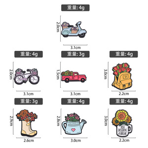 Fleur créative émail broche moto chaussures <span class=keywords><strong>Cowboy</strong></span> fleur vélo sac amour bouilloire tournesol fleur métal Badge Punk broches bijoux - Product Image 3