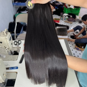Extensiones de cabello humano vietnamita virgen liso premium CDYHAIRVN de 8 a 40 pulgadas en paquetes con cierre de encaje HD para peluca - Product Image 1