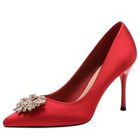 Décolleté con tacco alto scarpe con strass in seta stile equo scarpe Color caramella tacchi Dropshipping festa banchetto donna