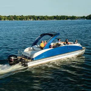 Werkseitig hoch anpassbarer 30-Fuß-Glasfaser-Partyponton mit Boots motor und langlebiger Qualität für Angeln und Wassersport
