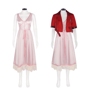 Disfraz de Aerith Gainsborough de <span class=keywords><strong>Final</strong></span> <span class=keywords><strong>Fantasy</strong></span> para Mujer, Abrigo Rojo y Vestido Rosa de Poliéster para Adultos, Disponible - Product Image 2