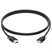 Kabel USB 3.0 Machine Vision Tipe A ke Micro B dengan Pengunci Sekrup Ganda, Kabel USB Kamera Industri Tembaga Terlilit Fleksibel