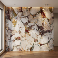 Revêtement mural de luxe en pierre frittée aspect marbre pour salon et hall d'entrée, 3 motifs continus, surface douce, design minimaliste, personnalisable