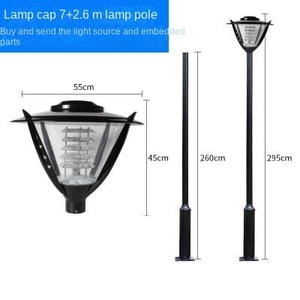 Farola de Jardín Exterior de Hierro de 2.6M con Lámpara LED y Pantalla de Cristal, IP66, AC 220V, Montaje Semiempotrado No Desmontable, Alimentación Solar con Sensor de Movimiento - Product Image 5