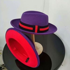 Nuevo Sombrero Fedora Rojo de Dos Tonos Personalizado, Sombrero Trilby de Ala Corta con Borde Levantado para Hombre, Ideal para Fiestas - Product Image 4