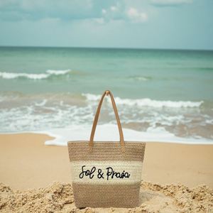 Bolsa de Playa para Viajes al Aire Libre, Bolsa de Paja a Rayas Coloridas de Verano, Bolsa de Mano de Paja de Gran Capacidad para Mujer, Personalizada - Product Image 6