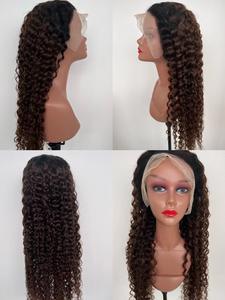 RG Virgin Hair-Perruque frontale en dentelle brune de qualité supérieure, perruques de cheveux humains colorés, vente en gros de mèches frontales en surbrillance en usine - Product Image 4