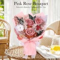 Bouquet de fleurs préservées longue durée, roses éternelles faites à la main, 100% fleurs réelles, sans pollen, sans allergènes, pour la Saint-Valentin