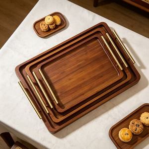 Bamboo Wood <b>Tea</b> <b>Tray</b> Rectangular With Handle For Home Hotel Restaurant Serving <b>Trays</b> - Product Image 1