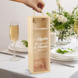 Scatola di Champagne vino <span class=keywords><strong>in</strong></span> <span class=keywords><strong>legno</strong></span> con vetro <span class=keywords><strong>per</strong></span> lo sposo della sposa scatola di fidanzamento personalizzata <span class=keywords><strong>regalo</strong></span> di san valentino - Product Image 5