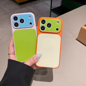 Nouvelles coques de téléphone portable color block pour iPhone 17 13 14 15 16 Pro Max avec bouton tactile pour caméra IA, protection antichoc - Product Image 3