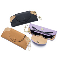 Étui à lunettes en cuir véritable ultra-fin haut de gamme pour femmes, portable, avec boucle, pour lunettes de soleil