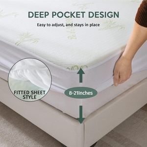 Protège-<span class=keywords><strong>matelas</strong></span> imperméable à 100 % avec design à poches profondes, surface en viscose de bambou et support en TPU, 36O °   Protection - Product Image 4
