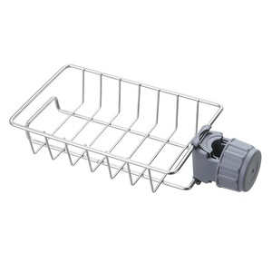 Support de rangement pour évier de cuisine en acier inoxydable, à fixer sur robinet, design rotatif avec drainage pour éponge, brosse et tampon à récurer - Product Image 2