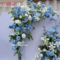 CM-TW022 Fleurs artificielles sur mesure, nouveau thème bleu, pour la décoration de fond de scène de mariage