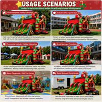 Castillo Inflable Comercial Navideño con Tobogán, Castillo Inflable con Diseño de Hombre de Jengibre y Bastón de Caramelo para Fiestas y Eventos