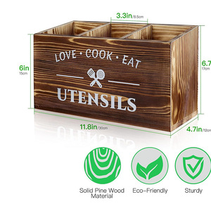 Caja de almacenamiento de madera para vajilla de cocina, organizador de pared con múltiples compartimentos, para escritorio - Product Image 3