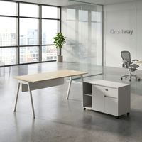 Muebles de Oficina de Lujo, Escritorio Moderno para CEO, Mesa de Oficina Ejecutiva en Forma de L con Gabinete de Almacenamiento Móvil