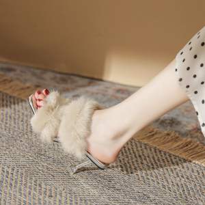 Nouvelles pantoufles à talons et à plumes, mules kitten, sandales à bout ouvert, pantoufles en fausse fourrure à talons <span class=keywords><strong>pour</strong></span> femmes - Product Image 6