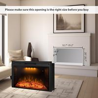 Insert de cheminée électrique encastré mural noir Kalsubo de 30 pouces avec chauffage 750W 1500W. Il émet un son de crépitement de feu.