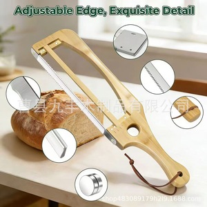 Wooden <b>Bread</b> Slicer Stainless Steel Blade 8-9.9in Durable Kitchen <b>Cutter</b> For Toast With Handle - Product Image 3