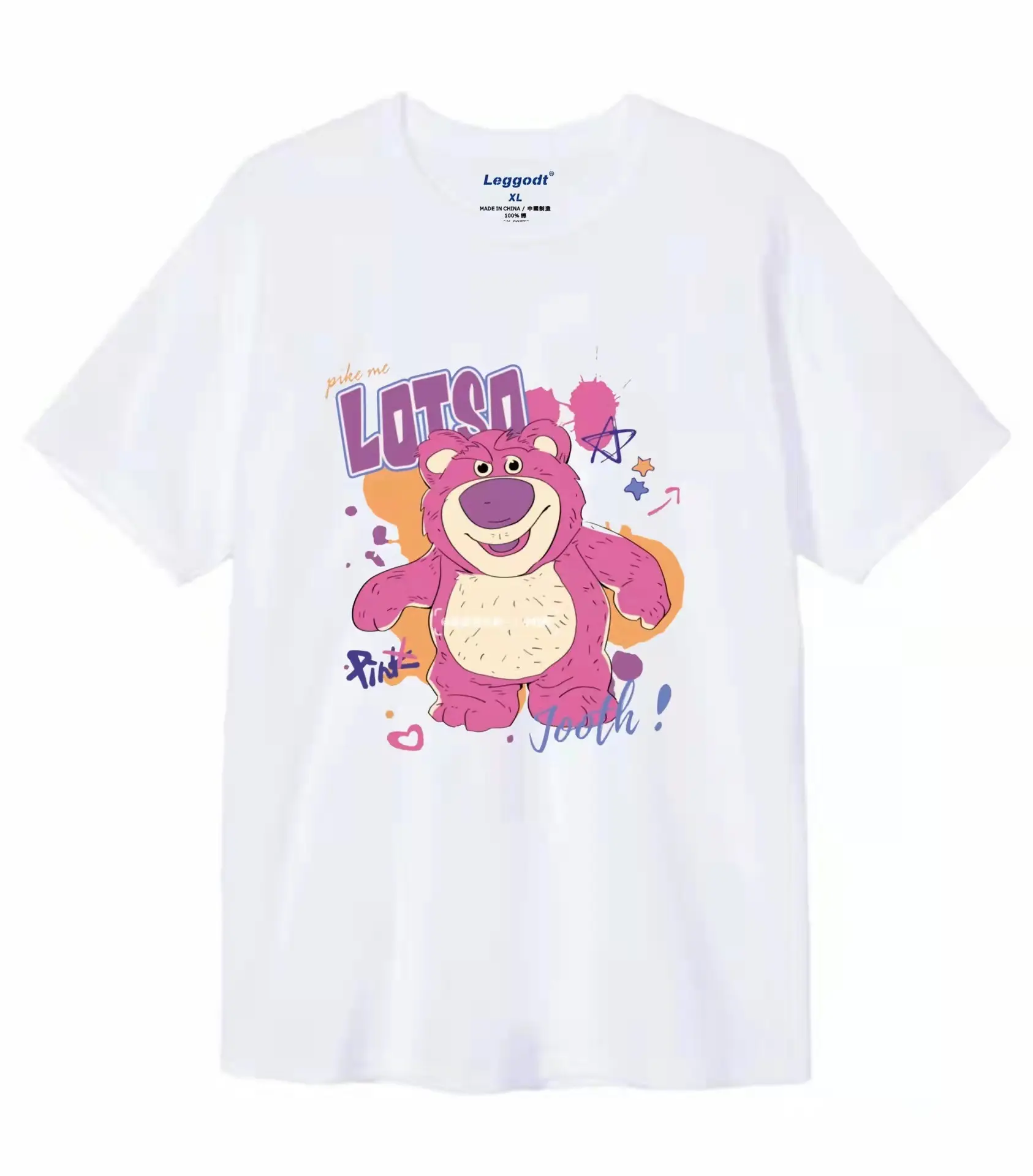 Camiseta feminina de algodão 100% algodão, alta qualidade, estampa de doce rosa, ursos, gráfico