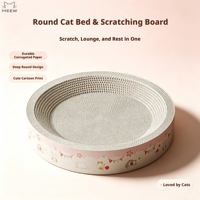Rundes Katzenbett und Kratzboard 2-in-1: Tiefe Schale aus Wellpappe als Kratznest für Hauskatzen