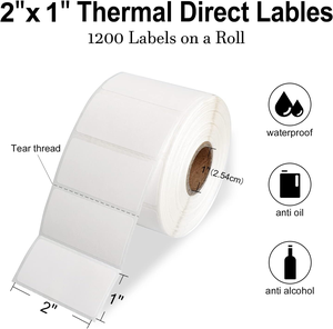 Trực Tiếp Nhiệt Dính UPS Fab Vận Chuyển Nhãn Dán Tùy Chỉnh Kích Thước 50Mm X 25Mm 1000Pcs Trống Địa Chỉ Mã Vạch 2x1 Nhãn - Product Image 2