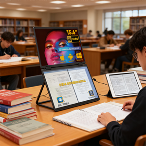 15.6 "แบบพกพาพับได้หน้าจอคู่แล็ปท็อปจอ<span class=keywords><strong>ม</strong></span>อนิเตอร์1080P FHD สายเดี่ยวขาตั้งในตัว - Product Image 5