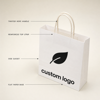 Sac fourre-tout en papier kraft recyclable personnalisé avec poignées en corde de coton, logo et couleur personnalisables pour l'emballage alimentaire