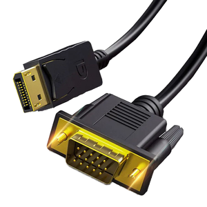 Dajiang OEM 1.8m 6FT 1080P <span class=keywords><strong>DisplayPort</strong></span> <span class=keywords><strong>VGA</strong></span> Cáp 15pin đen mạ vàng chuyển đổi bộ chuyển đổi 5mm bên ngoài Braid DP nam <span class=keywords><strong>VGA</strong></span> Nam - Product Image 4
