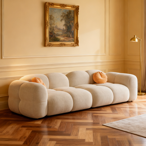 Canapé en tissu de style crème nordique moderne, canapé en polaire pour bébé, canapé de petite taille pour appartement - Product Image 1